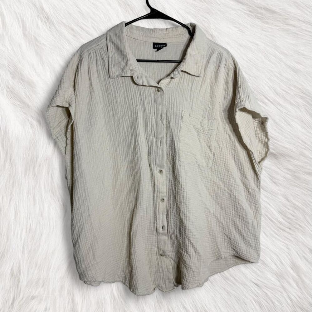 Torrid Boho Cream gauze button up blouse, size 3 Comfy cottagecore Boho Chic